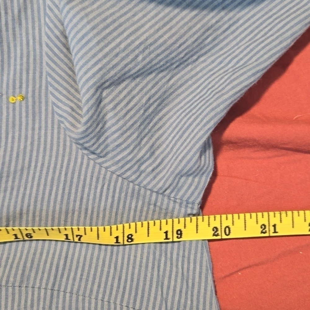 Anthropologie Maeve Gold Sequin Poplin Buttondown Blouse Blue Stripe-Size 2 - Picture 17 of 17